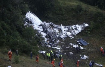 El vuelo 2933 de Lamia, que procedía de Bolivia con el club de fútbol Chapecoense y algunos periodistas, se estrelló en La Unión, Antioquia, el 28 de noviembre de 2016. FOTO JUAN ANTONIO SÁNCHEZ