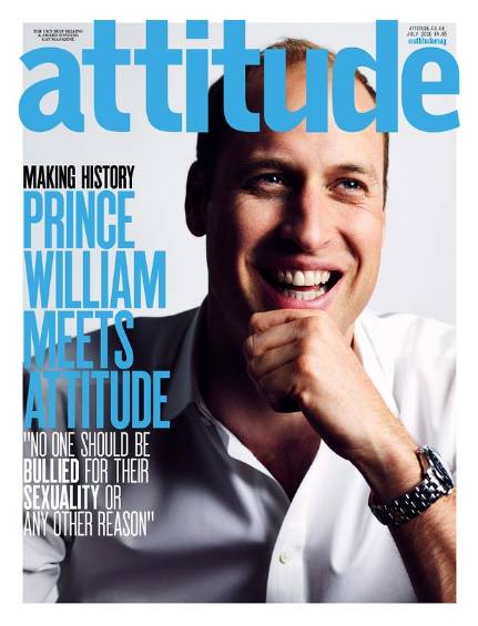  El príncipe Guillermo apareció en la portada de la revista gay británica “Attitude”. 