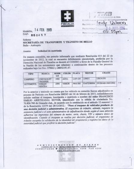 En 2013 solicitan matricular carros al Tránsito de Bello. 