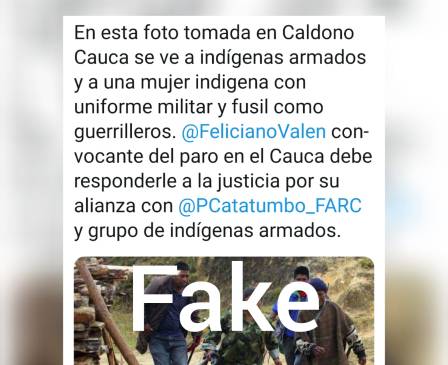 Fotografía de EL COLOMBIANO fue usada como noticia falsa de la minga