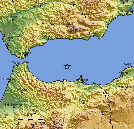 El epicentro del sismo ocurrió en el Mar Mediterraneo, entre España y Marruecos. FOTO Cortesía USGS