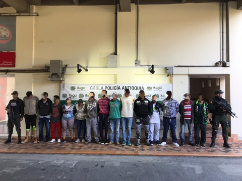 De 19 integrantes identificados en el organigrama, fueron capturados 14. FOTO CORTESÍA GUARDIANES DE ANTIOQUIA