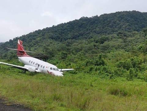 La aeronave se salió de la pista en el aeropuerto de Bahía Solano, Chocó. FOTO CORTESÍA