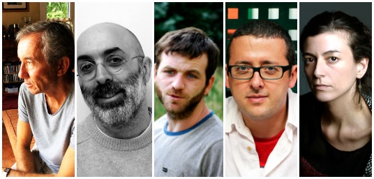 De izquierda a derecha Gonzalo Calcedo de España, Eduardo Halfon de Guatemala, Tomás Downey de Buenos Aires, Luis Noriega de Cali y Samanta Schweblin de Buenos Aires. Los cinco finalistas del Premio de Cuento de Gabo. FOTOS Cortesía