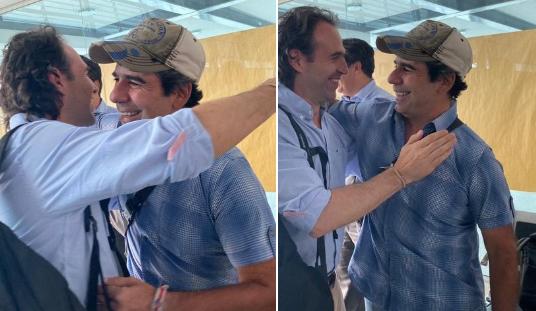 Federico Gutiérrez y Alejandro Char se encuentran en Neiva para la cumbre de ciudades capitales Foto: Twitter