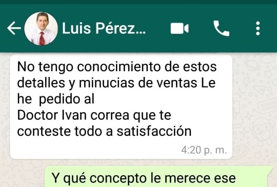 Captura de pantalla de la respuesta del Gobernador de Antioquia, Luis Pérez Gutiérrez, sobre el tema. 