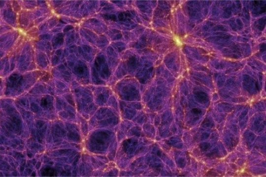 De filamentos y vacíos, agujeros, está conformada la maraña del universo. Semeja un queso. Foto Millennium Simulation Project