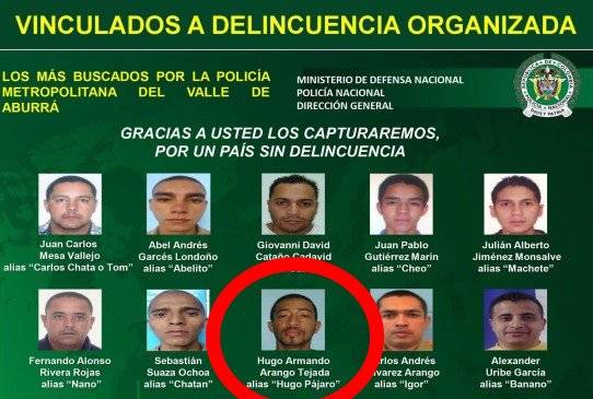 Hugo Armando Arango Tejada estaba incluido en el cartel más reciente de los delincuentes más buscados de la capital antioqueña. FOTO ARCHIVO
