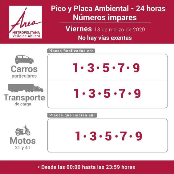Por coronavirus se suspenderá pico y placa ambiental para carros y motos