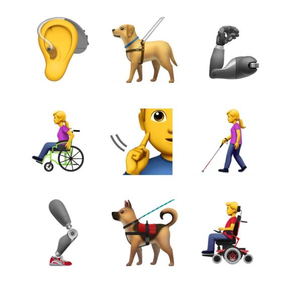 Apple ha enviado una propuesta a Unicode para emojis de accesibilidad que incluye personas en sillas de ruedas, perros guíaso y prótesis.