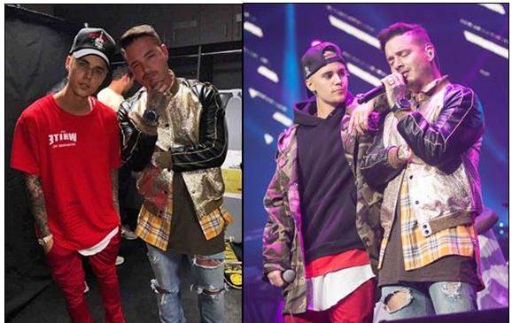 J. Balvin y Justin Bieber compartieron escenario en Los Ángeles. FOTO Cortesía