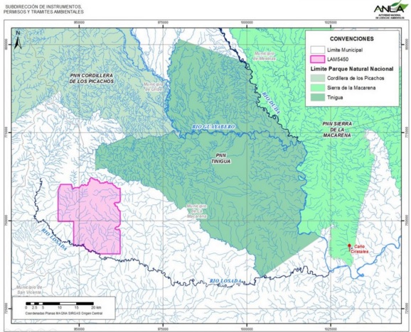 Mapa sobre el proyecto publicado por la Autoridad Nacional de Licencias Ambientales (Anla). FOTO Cortesía Anla