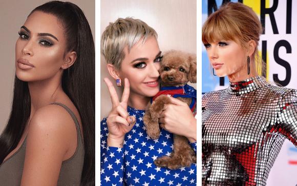 Estas son las tres mujeres más influyentes en Twitter. FOTO: @kimmardashian, @katyperry, @taylorswift