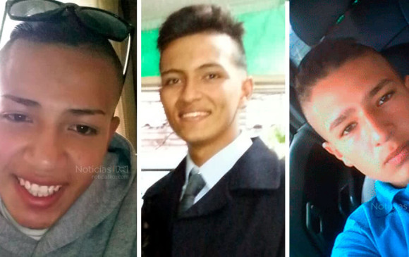Estos son los tres jóvenes desaparecidos en Bogotá, en febrero de 2017. La Fiscalía halló este viernes restos óseos de tres jóvenes y hace los análisis pertinentes para confirmar si son los mismos que estaban desaparecidos desde el 2017. Foto Colprensa.