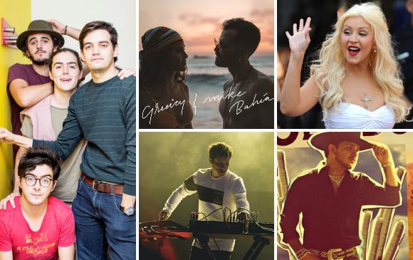 Morat, Greeicy y Mike Bahía, Christina Aguilera, Julio Victoria y Christian Nodal son los artistas que lanzaron canciones este viernes. FOTOS Archivo y Cortesía.
