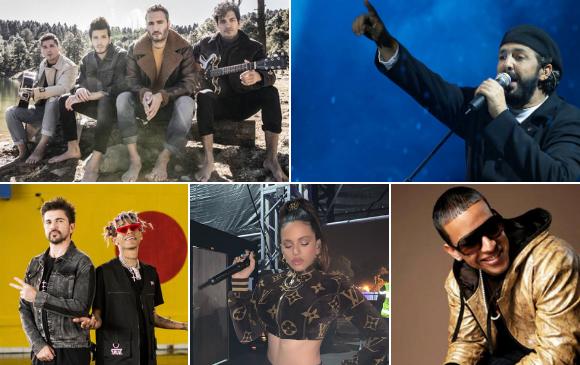 Sebastián Yatra con Reik, Juan Luis Guerra, Juanes con Lalo Ebratt, Rosalí y Daddy Yankee serían algunos de los ganadores de los Latin Grammy según sus reproducciones en Spotify. FOTOS Cortesías, Colprensa y Rosalía Instagram 