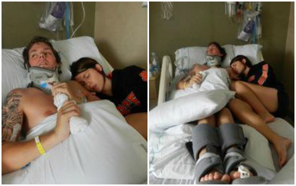 Así lucía Matt días después del accidente y luego de despertar del coma. FOTO Mat Davis Recovery Facebook