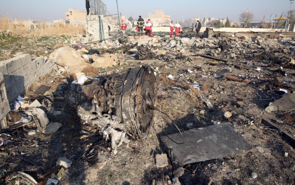 Imagen del sitio donde cayó el avión. FOTO EFE. 