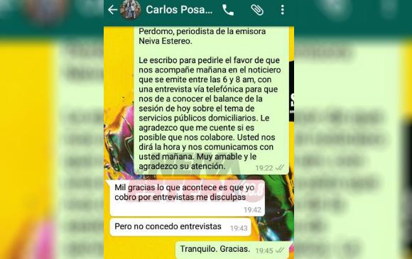 Polémica en Neiva por un concejal que cobra por dar entrevistas