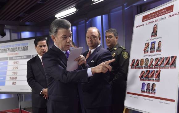 El presidente Juan Manuel Santos, informó que en la última semana las autoridades lograron “neutralizar” en distintas acciones a 80 integrantes de las bandas criminales. FOTO COLPRENSA