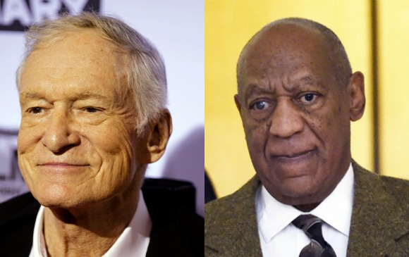 Hugh Hefner fundador de la revista Playboy y Bill Cosby. FOTOS AFP