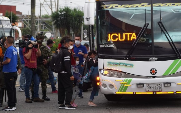 Ciudadanos venezolanos que partieron en abril de Itagüí a Cúcuta. FOTO: ALCALDÍA ITAGÜÍ