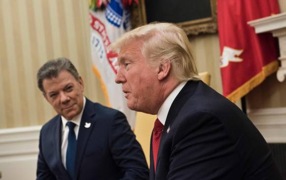 Santos la semana pasada durante su encuentro con Donald Trump. Foto: AFP 