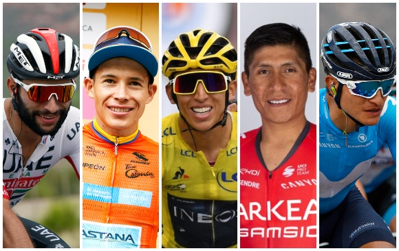 Fernando Gaviria, Miguel A. López, Egan Bernal, Nairo Quintana y Winner Anacona. FOTOS COLPRENSA