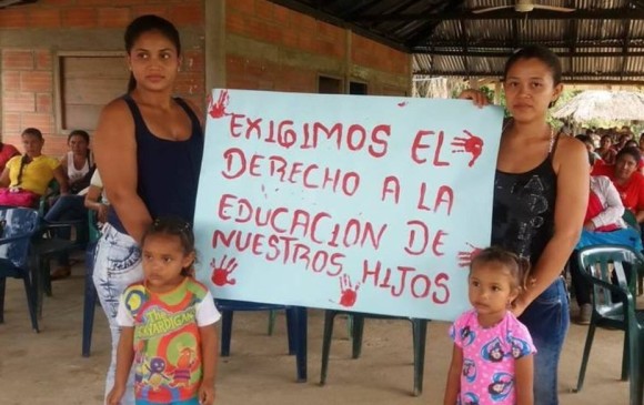 Protestas generó el retraso de un mes en inicio del año escolar para 9.000 estudiantes de la subregión antioqueña. FOTO TOMADA DE TWITTER @andreselqth