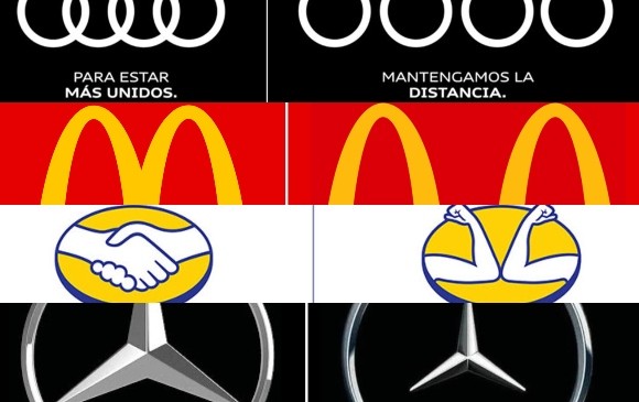 Audi, McDonald’s, Mercado Libre y Mercedes Benz promueven el distanciamiento; Ramo, apela a la fortaleza. FOTO cortesía