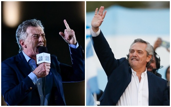 Presidente de Argentina y aspirante a la reelección, Mauricio Macri, y el candidato a la Presidencia Alberto Fernández. FOTOS AFP / EFE