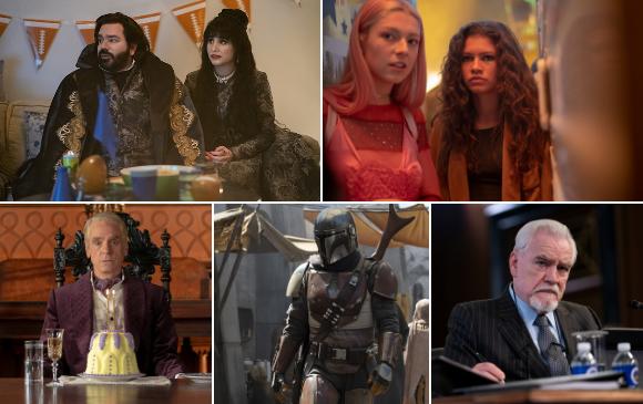 What we do in the shadows, Euphoria, Watchmen, The Mandalorian y Succession, series favoritas para ganar esta noche. FOTOS CORTESÍA FOX, DISNEY+ Y HBO