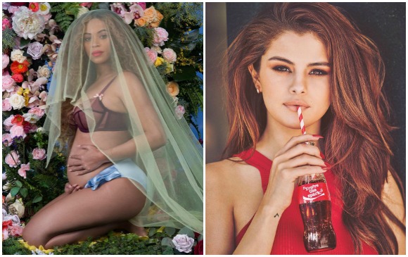 La imagen de Beyoncé, a la izquierda, rompió el récord de la de Selena. FOTOS Instagram @Beyonce @SelenaGomez