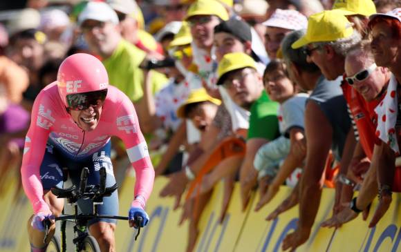 Urán no se da por vencido en el Tour, En contrarreloj ya había ganado etapa, en contrarreloj, en el Giro de 2014. FOTO reuters