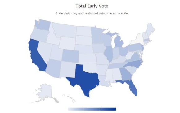 Estados con votaciones anticipadas en Estados Unidos. FUENTE ELECTIONS PROJECT