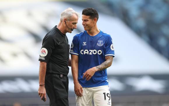 El volante colombiano James Rodríguez vive un buen momento en el Everton. FOTO AFP