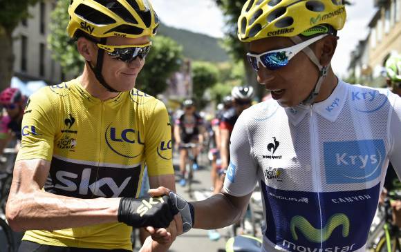 El colombiano Nairo Quintana, segundo de la general del Tour de Francia, afirmó hoy que ansía que lleguen las etapas alpinas a partir del miércoles “para seguir soñando con el maillot amarillo”. FOTO AFP
