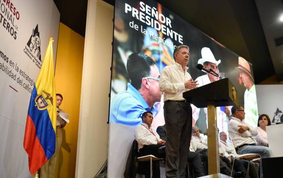 El presidente Juan Manuel Santos se despidió del sector cafetero, y rememoró su relación histórica con el gremio durante 45 años, como líder desde el sector público. FOTO SIG
