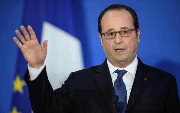 Hollande iniciará su agenda con una reunión con el presidente Juan Manuel Santos en la Casa de Nariño. FOTO AFP