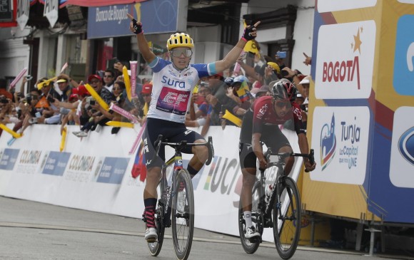 El ciclista antioqueño Sergio Higuita ganador de la cuarta etapa del Tour Colombia, disputada entre Paipa y Santa Rosa de Viterbo. FOTO MANUEL SALDARRIAGA
