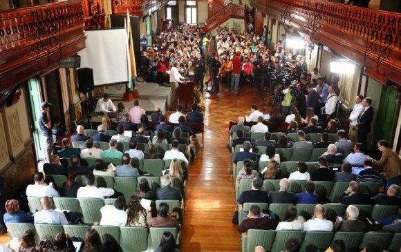 Este es el panorama de la audiencia preventiva a Hidroituango, en el auditorio del Paraninfo de la U. de A. FOTO: Cortesía Procuraduría General de la Nación