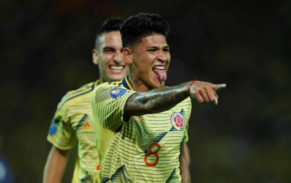 Jorge Andrés Carrascal, el goleador de Colombia en el Preolímpico con dos anotaciones. FOTO EFE