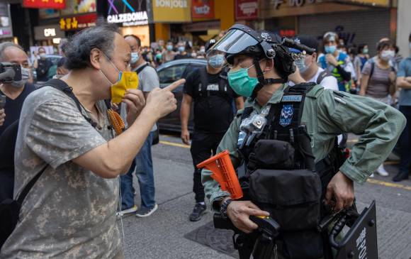 Esta fue una marcha que se realizó el pasado 28 de junio en Hong Kong contra la Ley de Seguridad de China. FOTO EFE