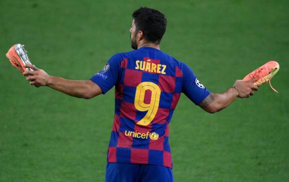 Despedida de Luis Suárez del Barcelona al Atlético de Madrid. Foto:AFP