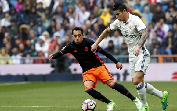 James estuvo 66 minutos en el partido en el que Real Madrid derrotó 2-1 al Valencia. FOTO EFE