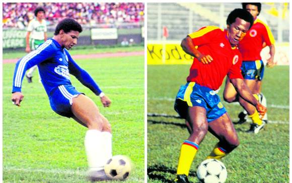Pedro Antonio Zape y Willington Ortiz, protagonistas de otra época dorada del fútbol colombiano en la década del 70. Siguen metidos en este deporte, pero en ámbitos diferentes. FOTO Archivo