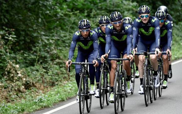 Movistar Team, uno de los mejores equipos del mundo, rodará por las carreteras colombianas. FOTO: AFP