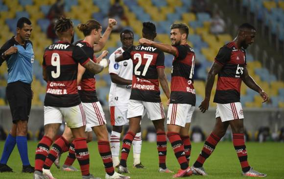 Uno de los festejos de Flamengo en su regreso a la competencia. FOTO AFP