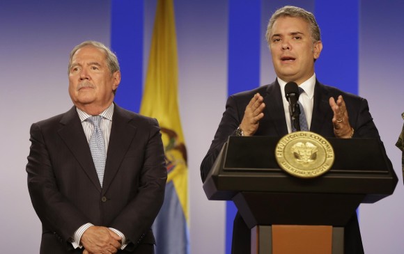 El ministro de defensa, Guillermo Botero y el presidente Iván Duque. FOTO: COLPRENSA