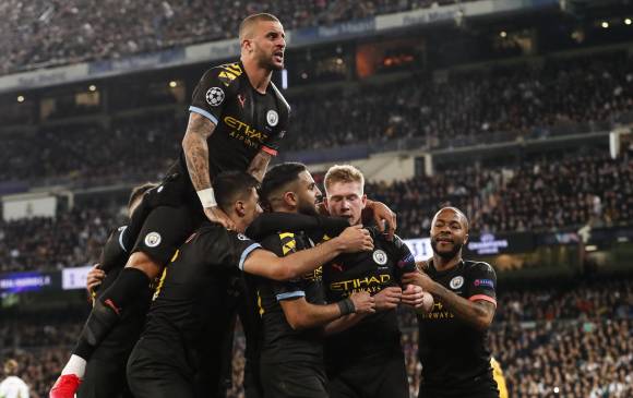 Esta fue la celebración del Manchester City de Pep Guardiola en el estadio Santiago Bernabéu. FOTO Getty Images